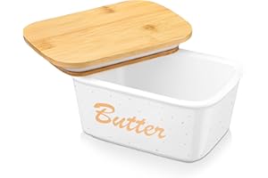 LOVECASA Portaburro in porcellana con coperchio - Burriera per conservare il Burro o da servizio a tavola