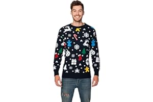 HSA Unisex Retro Fairisle Santa Party Jumpers - Men's & Women's Warm, Regular Fit Knitted Christmas Holiday Jumpers in Sizes SM - 4XL