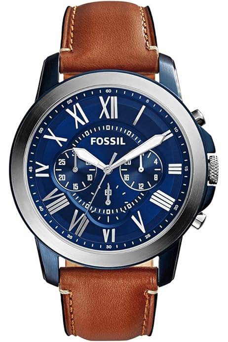 Fossil Mens Quartz Watch, Analog Display and Leather Strap 
