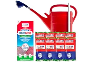 Block Blitz Block Paving Eco Cleaner Starter Kit: Includes 8 x 390g Pouches, 10 Litre Watering Can, Rose and Stirrer – Cleans up to 120 Square meters of Paving