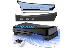 MENEEA Horizontaler Stand für PS5 Pro Slim Konsole mit 4-Port USB Hub, Standfuß Zubehör für 2023 Playstation 5 Slim Disc & Digital Edition, Halter mit 4 USB 2.0 Data Port & Ladeanschluss Erweiterung