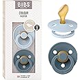 BIBS Colour Anatomical Soother 2-Pack, BPA Free Dummy Pacifier, Orthodontic Natural Rubber Latex, Made in Denmark. 6-18 Months (Pack of 2), Baby Blue/Petrol