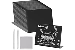BSTDAYEVER Kreidetafel Klein Umweltfreundlich Buffet Schilder Iebensmittelechtem Tafel zum Beschriften 20stk Preisschilder Aufsteller 10x7.5cm Abwischbare für Restaurant Café Hochzeit Party Bäckerei
