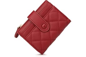 CHAOFANXI Portafoglio Donna Piccolo in Pelle da Donna, Portamonete Piccoli Bifold Piccola Corto Portamonete con Cerniera e chiusura a Scatto Scomparti con Diversi Scomparti per Carte,Rosso