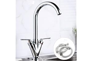 XINNG Kitchen Mixer Tap Traditional with Swivel Spout Monobloc Basin Taps Twin Lever Hot & Cold Water Control + Free Hoses