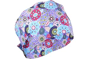 KESYOO Surgery Scrub Cap Floral Printed Scrub Hat Cotton Head Cover Elastic Band Nurse Doctor Hat Bouffant Hat