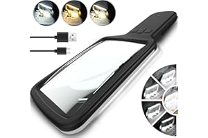 Tobegiga Lupe mit Licht, 10-fache Leselupe mit Licht für Senioren Groß USB-Aufladung, 3 Farbmodi Handlupe, stufenlos dimmbare beleuchtete Lupe Lesehilfe mit Makuladegeneration und Sehschwäche