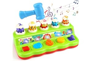 DINORUN Jouet Bebe 1 an, Jouet Montessori Pop Up avec Animaux Musique et Lumières Jeux Enfants 1 2 3 Ans Cadeau Bebe Fille Garcon 12 18 Mois