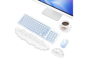 STEHARLLY 3 IN 1 Wolke Handballenauflage Tastatur Maus Set, Tastatur Handgelenkstützen mit rutschfeste Mauspad und Untersetzer Set, Ergonomisches Mousepad Set für Spiele, Schule, Büro, Zuhause (A)