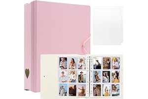 AMIMY A4 Photo Album for Fujifilm Instax Mini 11 12 9 8+ 8 7+ LiPlay Film, Photocard Binder for Polaroid SnapTouch PIC-300 Z2300 Photo Printer, 2x3 Photo Book for Kpop Card (Pink)