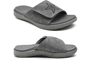 KuaiLu Claquette hommes sandales de sport pour hommes pantoufles Reglables en cuir soutien de la voûte plantaire sandales à bout ouvert chaussures de plage et piscine d'été