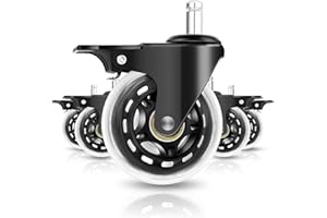 W B D WEIBIDA 75 mm Singolo Ruote Sedia Ufficio con Freno 11mm x 22 mm, Rotelle Sedia Ufficio, Resistenti, Silenzioso Liscio, Rotelle per Parquet, Pavimento in marmo e Moquette, Set di 5