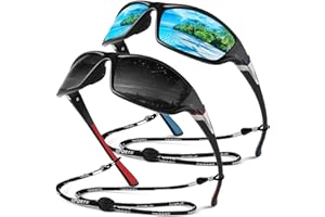 Sunier Polarised Sports Sunglasses for Men Women, Wrap Around Unbreakable Fishing Driving Sun Glasses with 100% UV400 Protection