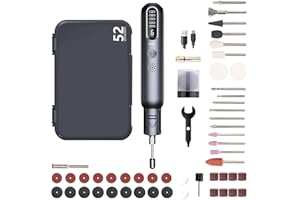 LMYSUFI Elektrischer Gravierstift Kabellose, 52 pcs Multifunktionaler Tragbare Elektrischer Mini Gravierwerkzeugsatz, 30000 U/min 6 Gang Geschwindigkeit Anpassung DIY Gravierstift Poliermaschine