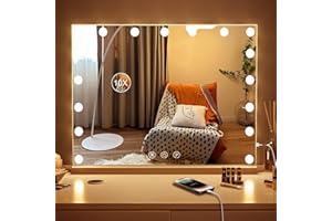 Guanglai Hollywood Mirror Lights,Vanity Makeup Mirror with 17LED Lights,Touch Screen Control Lighted Makeup Mirror with 3 Color Modes,Tabletop or Wall Mounted(60 x50cm)