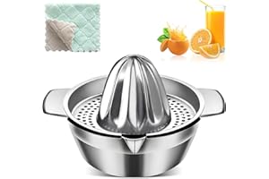 TW1TGOFT Zitruspresse, Manuelle Saftpresse aus Edelstahl, Zitronensaftpresse mit Behälter 400 ml, Haushalt Klein Lemon Squeezer Citruspresse Graperuit Press Orangenpresse, Stark Robust & Spülmaschinenfest
