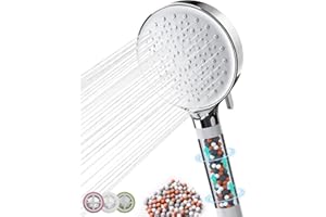 Newentor słuchawka prysznicowa, oszczędzająca wodę, z filtrem, w zestawie perły filtrujące, 99% usuwania chloru, ochrona skóry, 6 trybów pracy