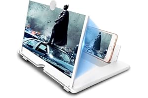 SagTuol Lupa para movil, 14‘’ 3D HD Lupa de Pantalla de teléfono móvil, Amplificador de Pantalla Videos, Películas, Amplificador Soporte de Teléfono para Alle Smartphone (Blanco)