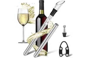 ‎LEBEXY LEBEXY Weinkühlstab aus Edelstahl mit Ausgießer & Dekantier Belüfter | Geschenk für Weinliebhaber | Weinkühler kühlstange Wein Kühlstab Flaschenkühler Flaschenkühlstab Set, mit 2 Stück Kühl Stab