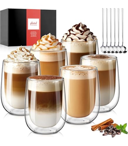 Wilmax Thermoglazen, 400 ml, set van 6, dubbelwandige glazen voor water, thee, koffie, cocktails, thee- en koffieglazen, warme en koude dranken, waterglazen