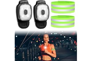 Zouonou 2 PCS Clip On Torch, LED Running Lights for Runners 2 PCS Reflective Wrist Strap, High Bright Night Light Safe Running Accessories for Running Dog Walking Camping Nighttime Outdoor Adventures