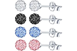 Yumilok Rhinestone Earrings Sets 6mm/ 8mm Ball Stud Earring for Friendship Girls