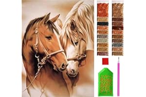 ARTULIO Diamond Painting Set – Zwei Pferde Porträt - 30x40 cm – 5D Diamant Painting Bilder DIY, Diamond Painting Erwachsene