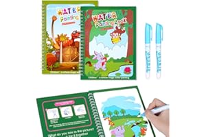 OSDUE Kolorowanka wodna, 2 sztuki książka z malowaniem wodnym dla dzieci, magiczna kolorowanka wodna z piórem, dla dzieci edukacja rysunek, dzieci w podróży, ćwiczenia malarskie