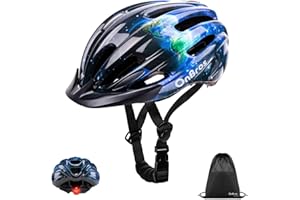 ONBROS Kids Bike Helmet for Boys & Girls Ages 5-7-9-10-12-14 Adjustable Kid Cycle Helmet with Visor & Light, Lightweight & Safe for Cycling Scooters and Skating 50-57cm