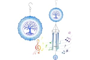 RIOKKO Windspiele mit Lebensbaum Windspinner, Einzigartiges Metall Windspiel für Draußen, Terrasse, Rasen, Veranda, Hof, Gartendekoration