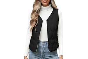 Yuson Girl Gilet Donna Corto Gilet da Pile Senza Maniche Smanicato Autunno Inverno Elegante Caldo Gilet Trapuntata Morbido Leggero Scollo a V Waistcoat con Bottoni
