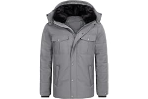 Tuopuda Męska parka zimowa kurtka polarowa z zamkiem błyskawicznym wiatrówka termiczna parka płaszcz ciepły płaszcz outdoorowy ze zdejmowanym kapturem