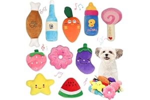 Reyshin 10 Stück Quietschspielzeug Plüsch Hundespielzeug, Obst Snacks und Gemüse für Hunde Quietschendes Spielzeug für Haustier Interaktives Spielzeug für Hunde (H01)