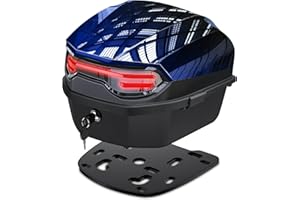 ‎LESANM LESANM 35L Motorrad Topcase, Motorrad Daily Tail Box Trunk Lockable Storage Carrier Kunststoffkoffer für Helm Gepäck, Wasserdicht Motorrad Top Box für Roller, Motorrad, Scooter, Mofa - Blau