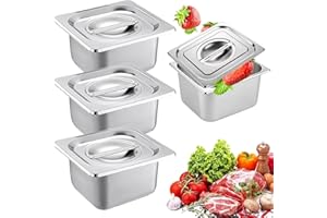 PORFOYO Bac Inox Alimentaire avec Couvercle,3 Pièces Bac Gastronorme,Plat Inox Barbecue,Plat Rectangulaire pour Mariner Viande,Escalopes,Empilable Set à Panure,Récipient pour Cuisine (GN1/6-17.5x16.5x10cm)