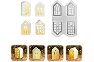 ZEHAOKAY Silikonformen Gießformen Häuser, 4PCS Silikonform Weihnachten Gießformen Silikon Gießform Haus Kerzenhalter Weihnachten Gipsformen zum Gießen Silikonform Haus für DIY Weihnachten Handwerk