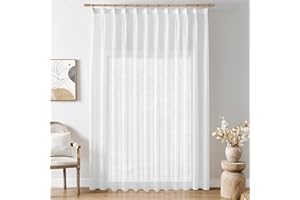 Softalker Firanki z taśmą marszczącą, biała, ekstra szerokość, 300 cm, zasłony, ścianka działowa, 240 cm, gotowe zasłony do salonu, do systemu szynowego, 1 szt