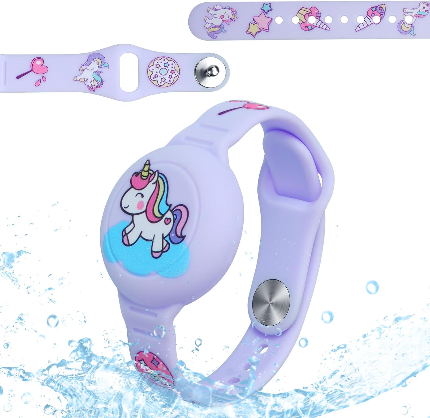 AXFEE Kids Watchband Compatible with Apple Airtag, Silicone Bracelet Protective Case for AirTag, Anti-Lost Adjustable Wristband for AirTags, GPS Wristlet Protective Cover for Child/Toddlers (Purple)