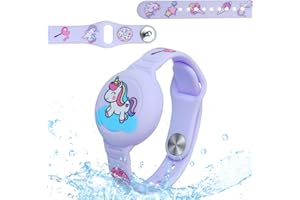 AXFEE AirTag bransoletka dla dzieci, wodoszczelna i ukryta – silikonowe etui ochronne, ochrona przed zgubieniem GPS, kolor fioletowy