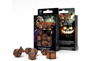 Q WORKSHOP Last level- QW Caja Dados Halloween Negro Y Naranja (7) Juegos de Mesa, Multicolor (RQSHAP69)