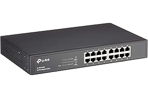 TP-Link TL-SG1016D Switch 16 Ports Gigabit (Bureau/Rackable, Boîtier Métal) , Noir