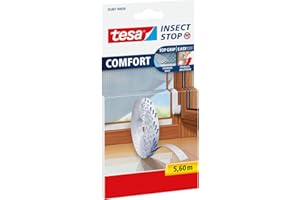 TESA UK tesa® Comfort Rzep samoprzylepny do moskitier Comfort – taśma rzepowa do mocowania siatek okiennych przeciwko owadom – wymiary: 5,60 m x 9 mm, biała