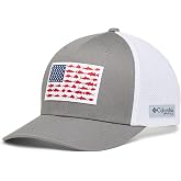 Columbia PFG Fish Flag Mesh Ball Cap, Mesh Cap for Unisex | Transpirable, ventilaci&oacute;n trasera de malla, ajuste cl&aacute;sico