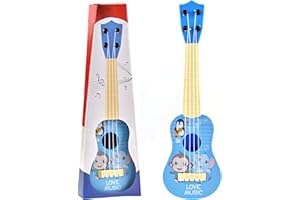 EMBHLITFE Kids Ukulele Guitar Toy,26 cm Kids Ukulele Kid Guitar Musical Toy Ukulele Instrument with 4 Adjustable Strings,Mini Guitar Learning Educational Toys for Toddlers Beginners Boys Girls Gift (Blue)