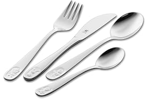 ZWILLING Bino - Juego de cubiertos para niños, 4 piezas, con diseños de colores, para niños a partir de 3 años, acero inoxidable 18/10, embalaje sin plástico, pulido