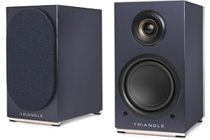 Triangle - Enceintes Actives AIO Twin - Enceintes Bibliothèque Wi-FI & Bluetooth avec Amplificateur 2x50W - Audio HD - Entrées Phono/Platine + TV Optique - 165 x 304 x 235 mm - Bleu Abysse (Paire)