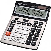 Amazon Basics 12-Digit Desktop Calculator | 127mm Large Tilted LCD| 112-Step Check & Correct | Dual Power Solar & Battery | A
