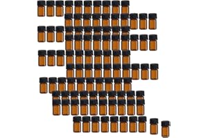 AOFOX Confezione da 100 bottiglie di Olio essenziale di Ambra, piccoli vasetti di vetro vuoti con riduttori di orifizio e tappi per miscele di OLI, profumi, prodotti chimici di Laboratorio (2 ml)