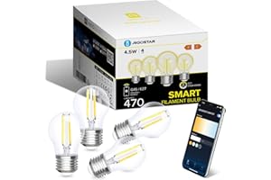 Aigostar Alexa Glühbirne E27, Smart LED Vintage Lampe, Smarte Glühbirne G45 Transparent Globe, 4.5W 470LM, Warmweiß Dimmbar 2700K -6500K, Kompatibel mit Alexa und Google Home, 4 Stücke
