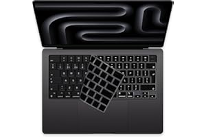 MasiBloom Protection de clavier pour MacBook Pro 14" (M5) 2025 avec puce A3434 - Protection de clavier - Accessoire (silicone noir, anglais)
